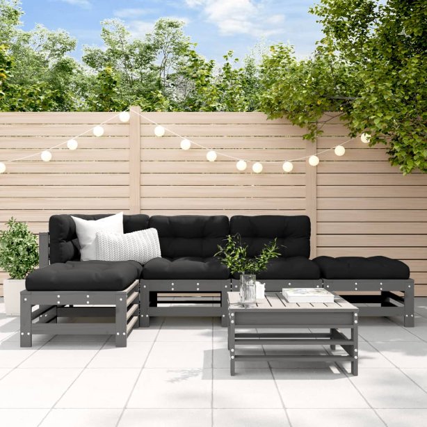 vidaXL 6-tlg. Garten-Lounge-Set Massivholz Kiefer