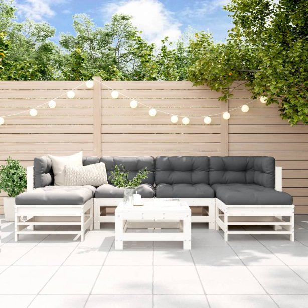 vidaXL 7-tlg. Garten-Lounge-Set Massivholz Kiefer