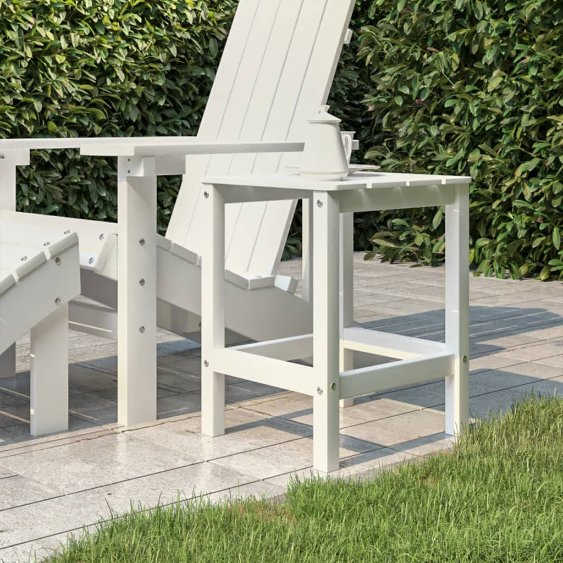 vidaXL Adirondack-Gartentisch Weiß 38x38x46 cm HDPE