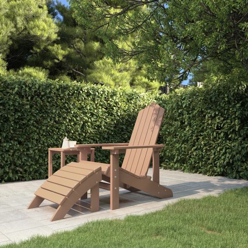vidaXL Adirondack-Gartenstühle 2 Stk. mit Hockern HDPE Weiß