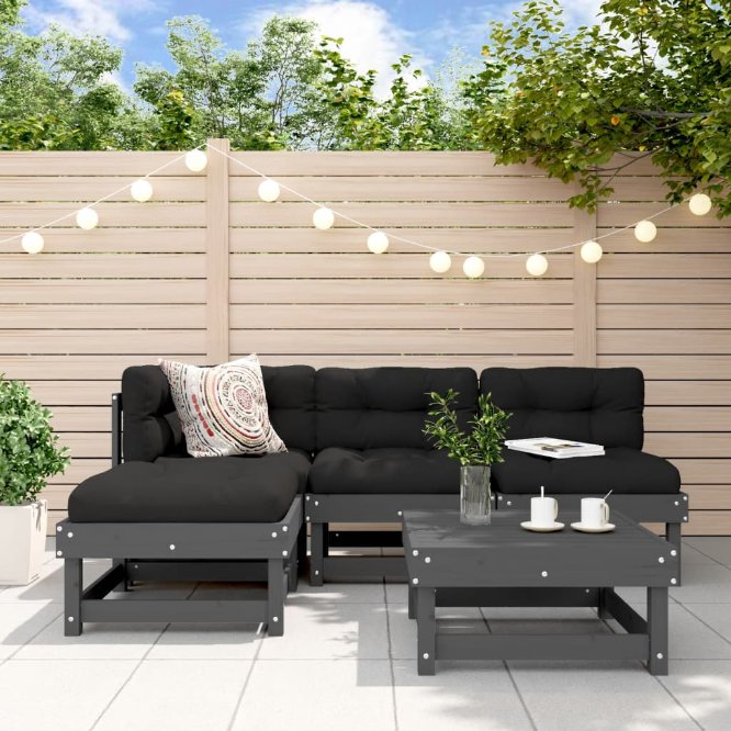 vidaXL 5-tlg. Garten-Lounge-Set Weiß Massivholz Kiefer