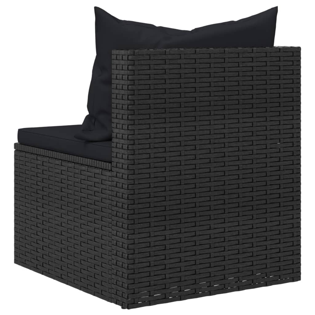 vidaXL 4-tlg. Garten-Sofagarnitur mit Kissen Schwarz Poly Rattan