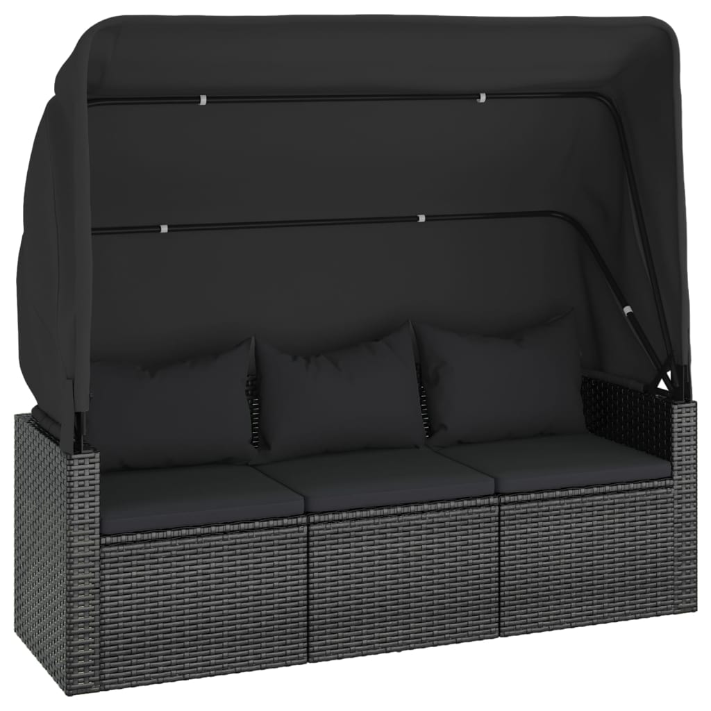 vidaXL 4-tlg. Garten-Sofagarnitur mit Kissen Schwarz Poly Rattan