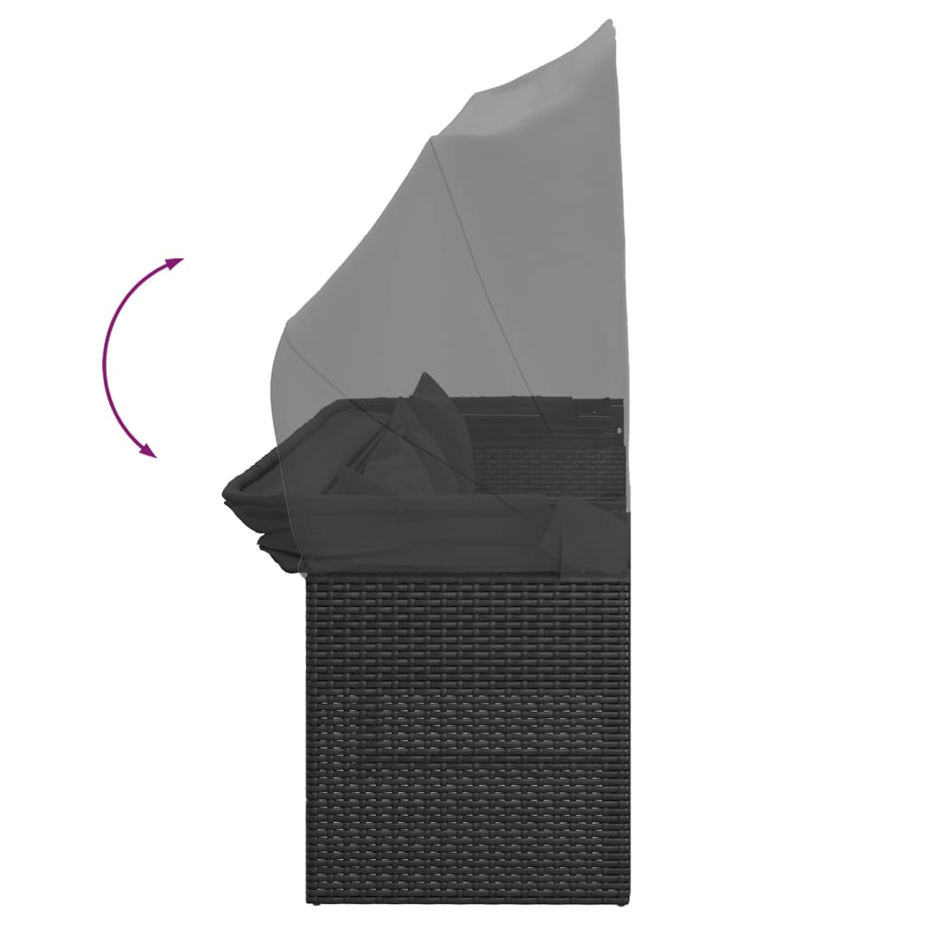 vidaXL 4-tlg. Garten-Sofagarnitur mit Kissen Schwarz Poly Rattan