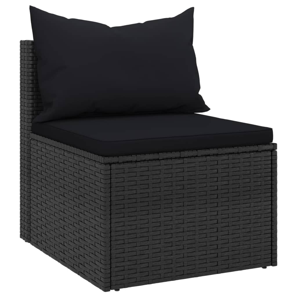 vidaXL 4-tlg. Garten-Sofagarnitur mit Kissen Schwarz Poly Rattan