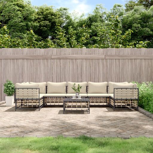 vidaXL 6-tlg. Garten-Lounge-Set mit Kissen Anthrazit Poly Rattan