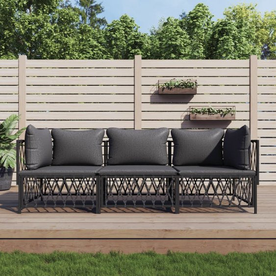 vidaXL 2-tlg. Garten-Lounge-Set mit Kissen Weiß Stahl