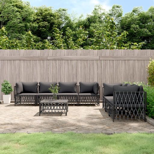 vidaXL 5-tlg. Garten-Lounge-Set mit Kissen Weiß Stahl