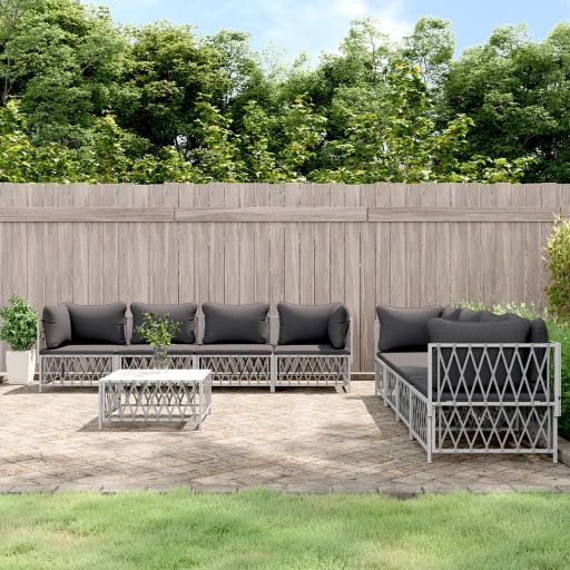 vidaXL 5-tlg. Garten-Lounge-Set mit Kissen Weiß Stahl