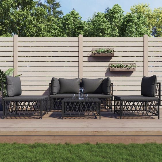 vidaXL 4-tlg. Garten-Lounge-Set mit Kissen Weiß Stahl
