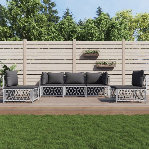 vidaXL 4-tlg. Garten-Lounge-Set mit Kissen Weiß Stahl
