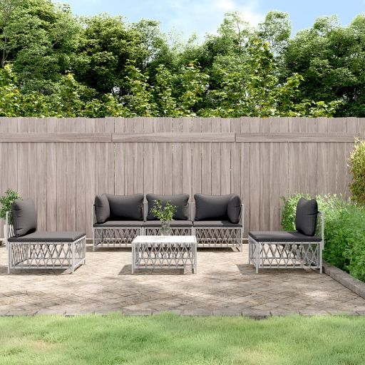 vidaXL 4-tlg. Garten-Lounge-Set mit Kissen Weiß Stahl