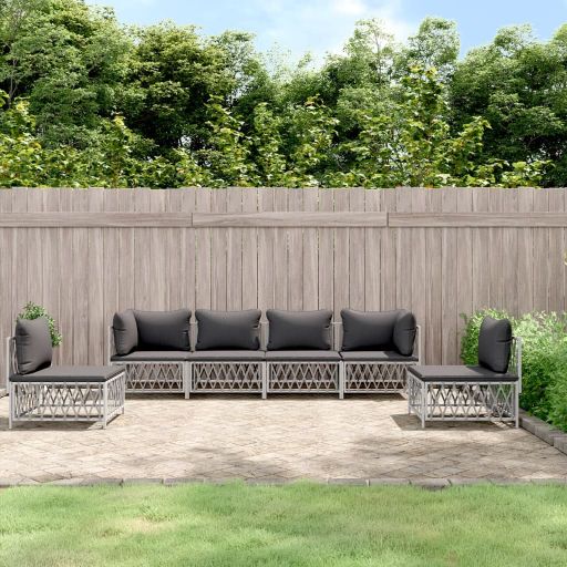 vidaXL 4-tlg. Garten-Lounge-Set mit Kissen Weiß Stahl