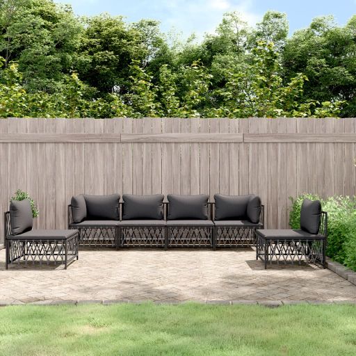 vidaXL 4-tlg. Garten-Lounge-Set mit Kissen Weiß Stahl