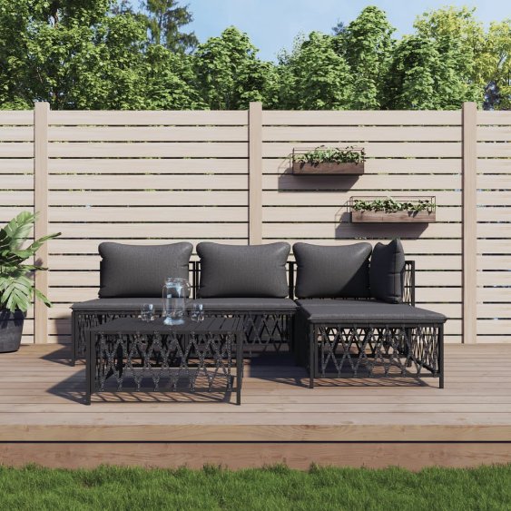 vidaXL 3-tlg. Garten-Lounge-Set mit Kissen Weiß Stahl