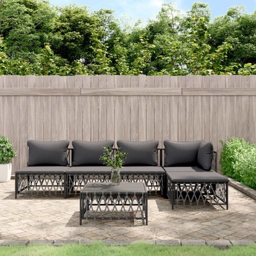 vidaXL 3-tlg. Garten-Lounge-Set mit Kissen Weiß Stahl