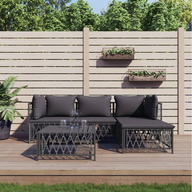 vidaXL 3-tlg. Garten-Lounge-Set mit Kissen Weiß Stahl
