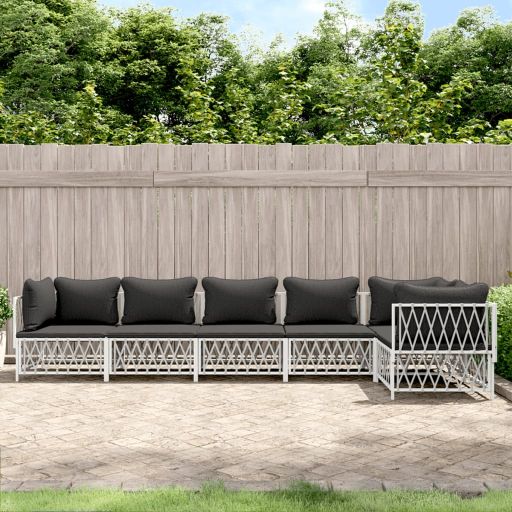vidaXL 3-tlg. Garten-Lounge-Set mit Kissen Weiß Stahl