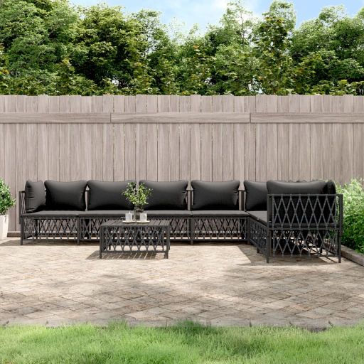 vidaXL 3-tlg. Garten-Lounge-Set mit Kissen Weiß Stahl