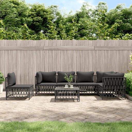 vidaXL 6-tlg. Garten-Lounge-Set mit Kissen Weiß Stahl