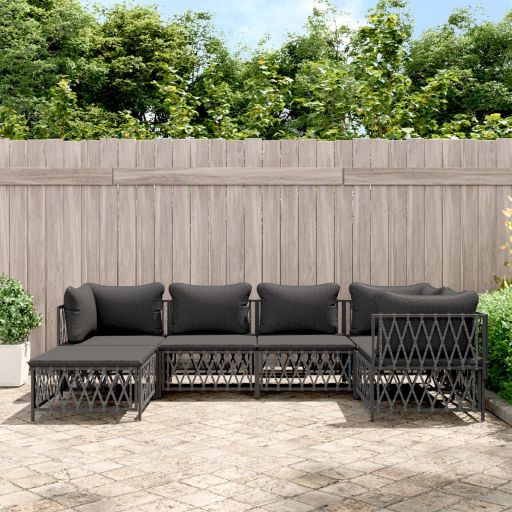 vidaXL 6-tlg. Garten-Lounge-Set mit Kissen Weiß Stahl