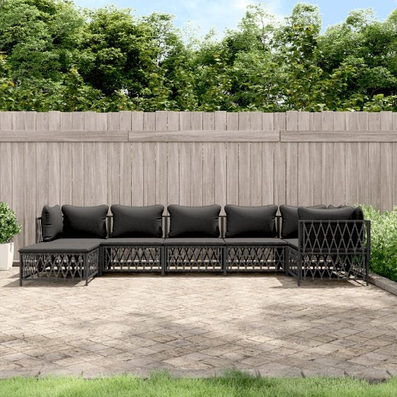 vidaXL 6-tlg. Garten-Lounge-Set mit Kissen Weiß Stahl