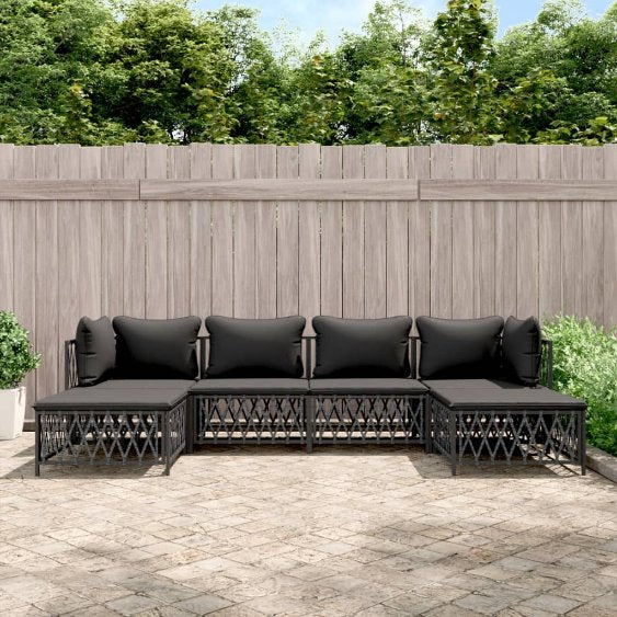 vidaXL 6-tlg. Garten-Lounge-Set mit Kissen Weiß Stahl
