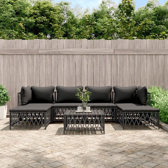 vidaXL 6-tlg. Garten-Lounge-Set mit Kissen Weiß Stahl