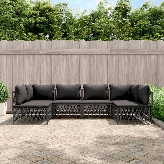vidaXL 6-tlg. Garten-Lounge-Set mit Kissen Weiß Stahl