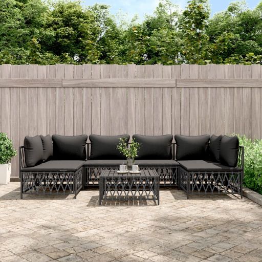 vidaXL 6-tlg. Garten-Lounge-Set mit Kissen Weiß Stahl