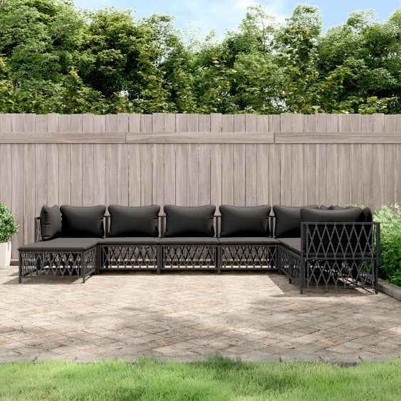 vidaXL 6-tlg. Garten-Lounge-Set mit Kissen Weiß Stahl