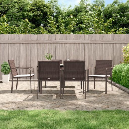 vidaXL 3-tlg. Garten-Essgruppe mit Kissen Poly Rattan und Stahl