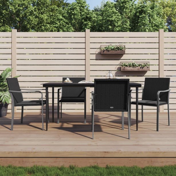 vidaXL 3-tlg. Garten-Essgruppe mit Kissen Poly Rattan und Stahl