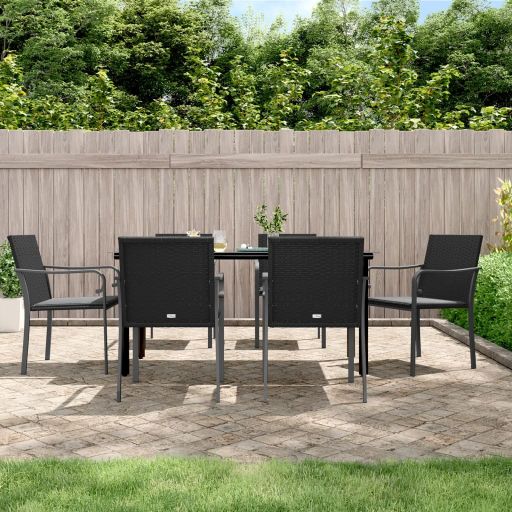 vidaXL 3-tlg. Garten-Essgruppe mit Kissen Poly Rattan und Stahl