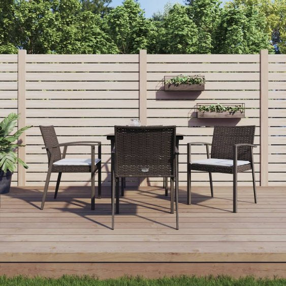 vidaXL 3-tlg. Garten-Essgruppe mit Kissen Poly Rattan und Stahl