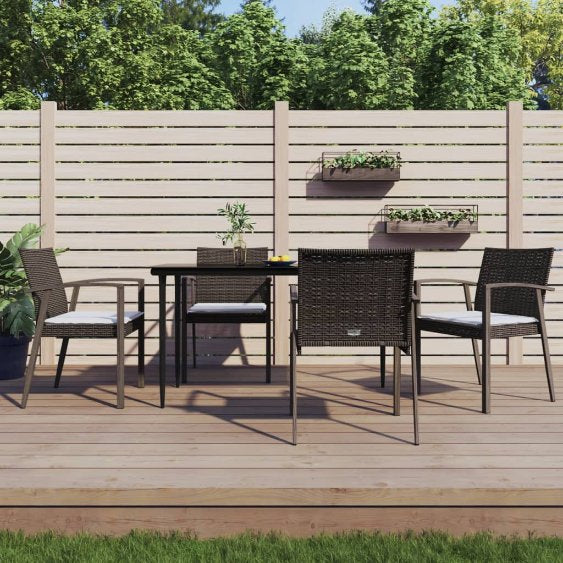 vidaXL 3-tlg. Garten-Essgruppe mit Kissen Poly Rattan und Stahl