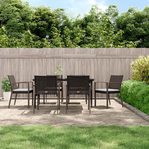 vidaXL 3-tlg. Garten-Essgruppe mit Kissen Poly Rattan und Stahl