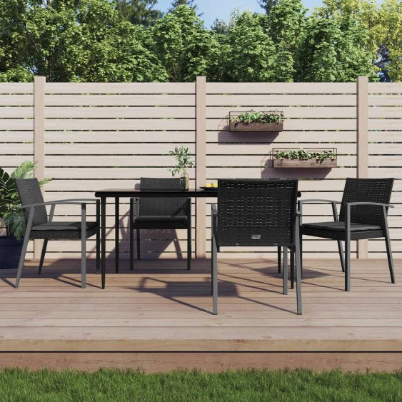 vidaXL 3-tlg. Garten-Essgruppe mit Kissen Poly Rattan und Stahl
