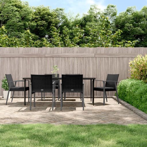 vidaXL 3-tlg. Garten-Essgruppe mit Kissen Poly Rattan und Stahl