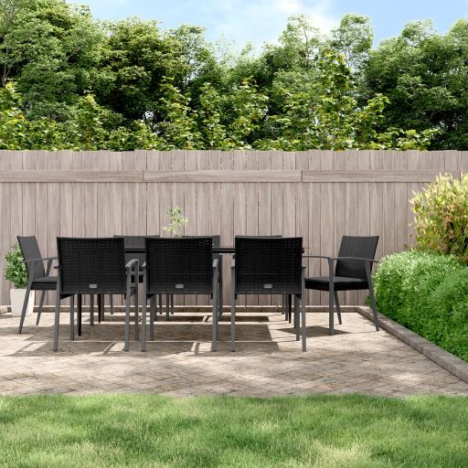 vidaXL 3-tlg. Garten-Essgruppe mit Kissen Poly Rattan und Stahl
