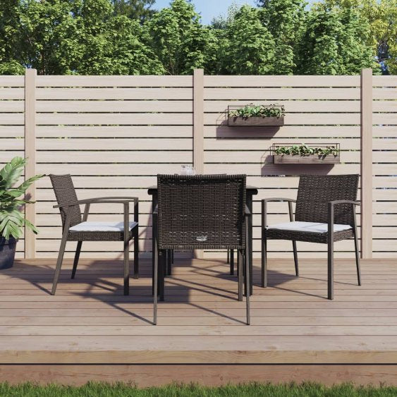 vidaXL 3-tlg. Garten-Essgruppe mit Kissen Poly Rattan und Stahl