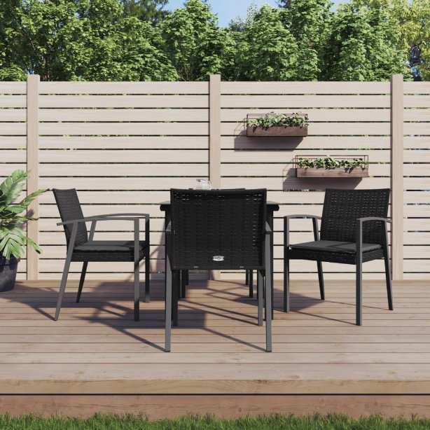 vidaXL 3-tlg. Garten-Essgruppe mit Kissen Poly Rattan und Stahl