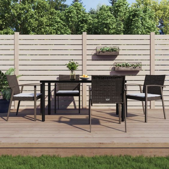 vidaXL 3-tlg. Garten-Essgruppe mit Kissen Poly Rattan und Stahl