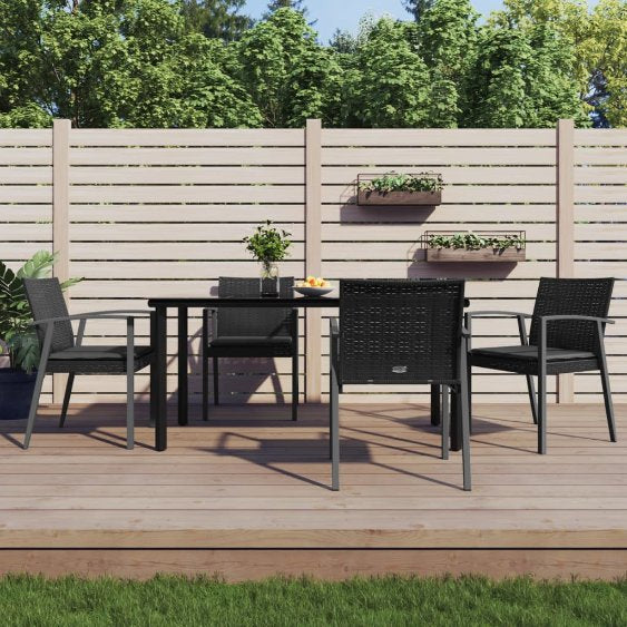vidaXL 3-tlg. Garten-Essgruppe mit Kissen Poly Rattan und Stahl