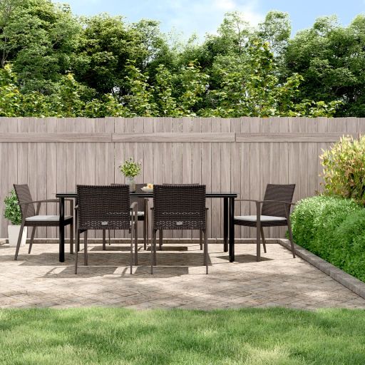 vidaXL 3-tlg. Garten-Essgruppe mit Kissen Poly Rattan und Stahl