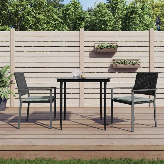vidaXL 3-tlg. Garten-Essgruppe mit Kissen Poly Rattan und Stahl