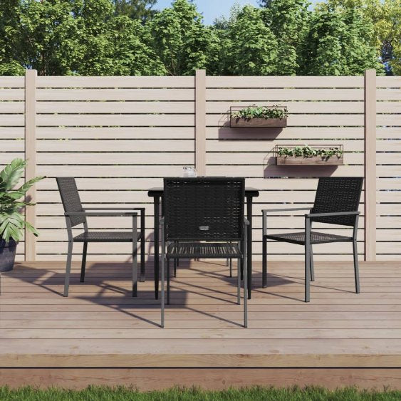 vidaXL 3-tlg. Garten-Essgruppe mit Kissen Poly Rattan und Stahl