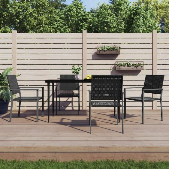 vidaXL 3-tlg. Garten-Essgruppe mit Kissen Poly Rattan und Stahl