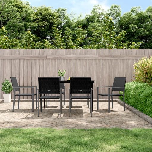 vidaXL 3-tlg. Garten-Essgruppe mit Kissen Poly Rattan und Stahl