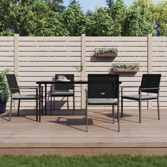 vidaXL 3-tlg. Garten-Essgruppe mit Kissen Poly Rattan und Stahl